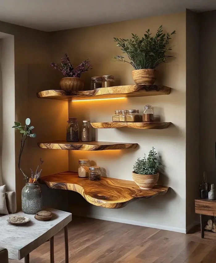 Walnut Live Edge Floating Shelves – Bathroom & Bedroom Wood Decor