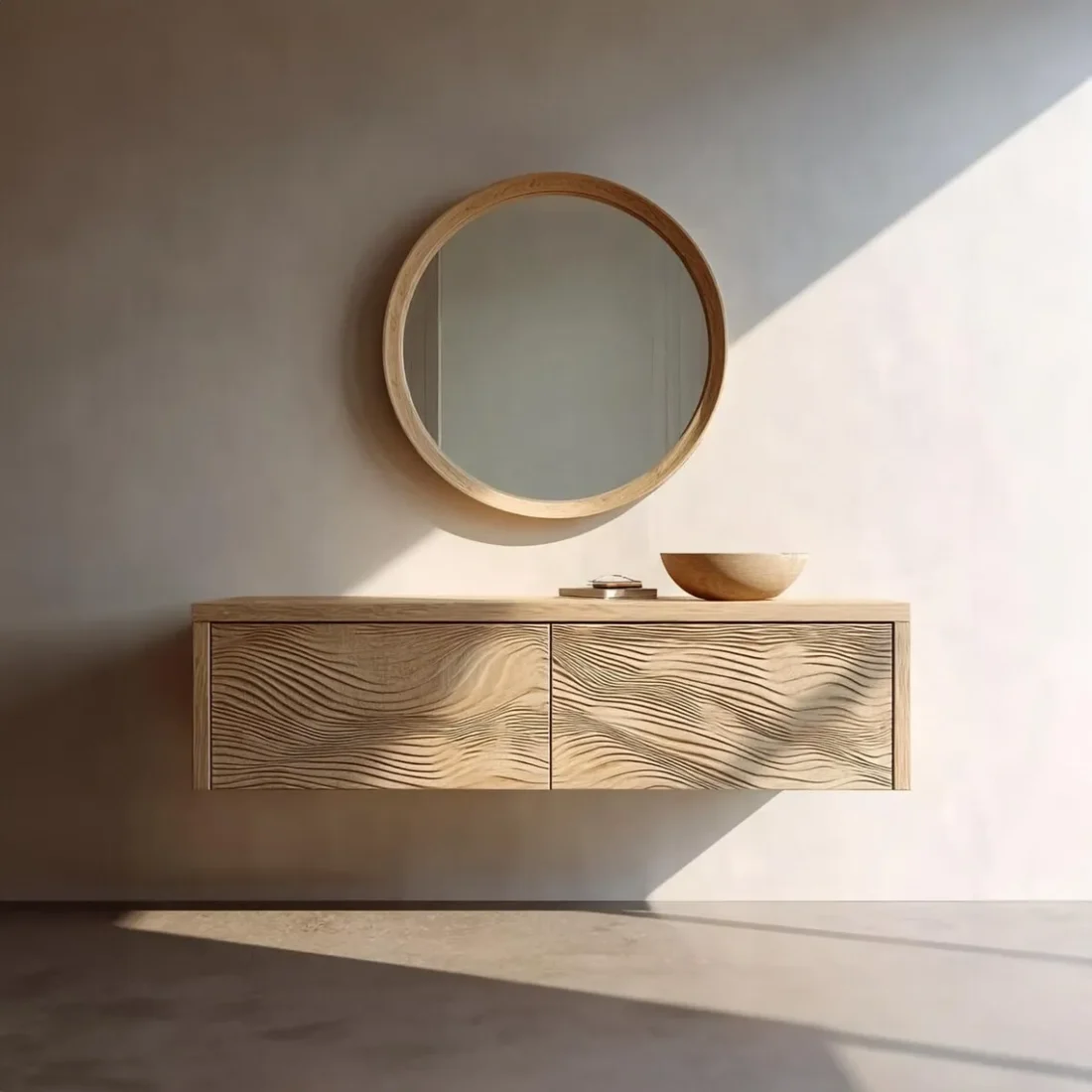 Solid Wood Sink Shelf – Rustic Vanity Storage Bathroom Furniture