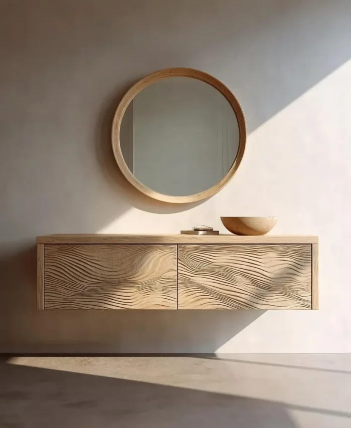 Solid Wood Sink Shelf – Rustic Vanity Storage Bathroom Furniture