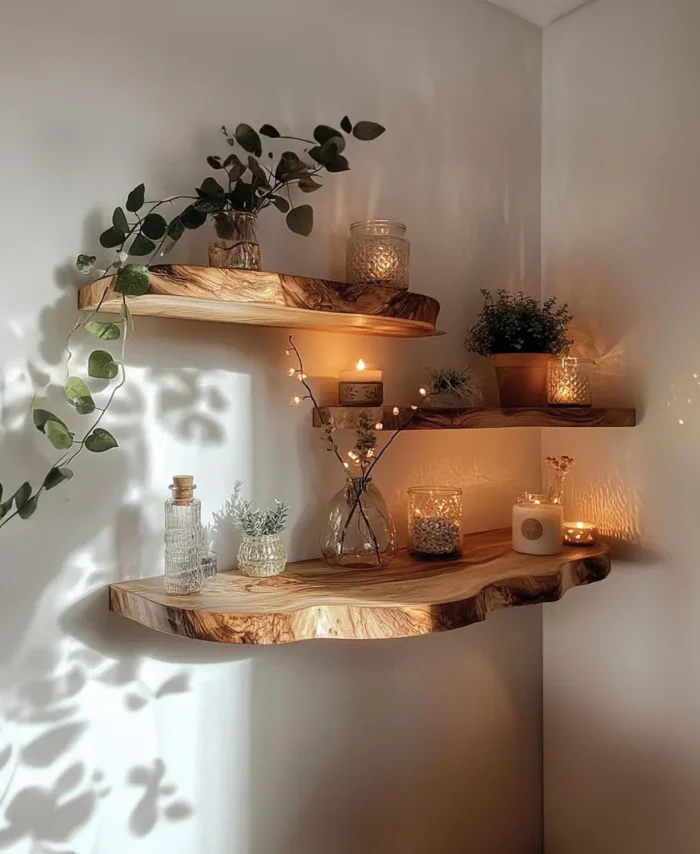 Rustic Walnut Floating Shelves – Handmade Kitchen & Bathroom Storage